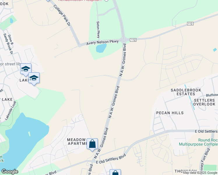 map of restaurants, bars, coffee shops, grocery stores, and more near 3550 North A.W. Grimes Boulevard in Round Rock