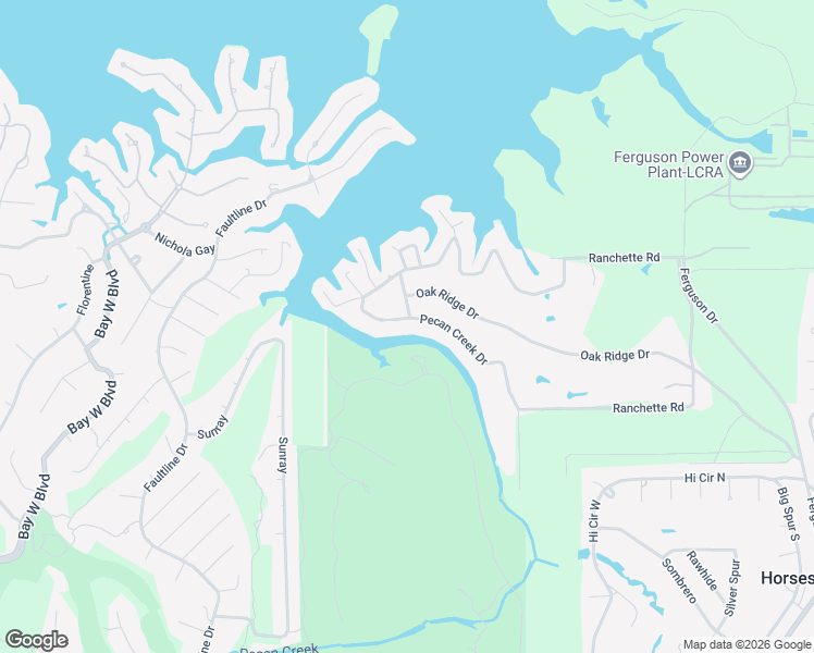 map of restaurants, bars, coffee shops, grocery stores, and more near 450 Pecan Creek Drive in Horseshoe Bay