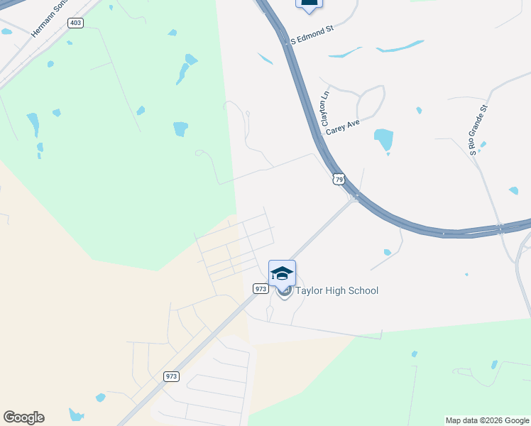 map of restaurants, bars, coffee shops, grocery stores, and more near 52-68 Farm to Market Road 973 in Taylor