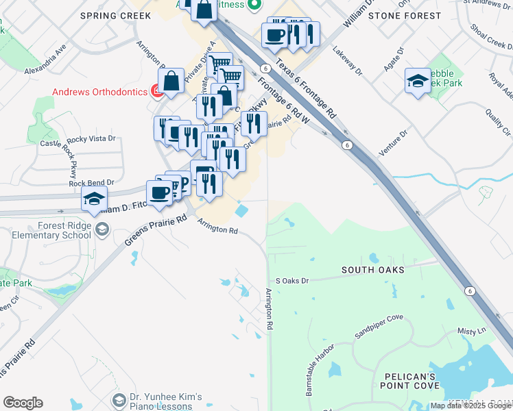 map of restaurants, bars, coffee shops, grocery stores, and more near 1469-1603 Old Arrington Road in College Station