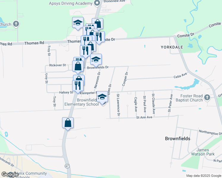 map of restaurants, bars, coffee shops, grocery stores, and more near 6125 Kleinpeter Road in Baton Rouge