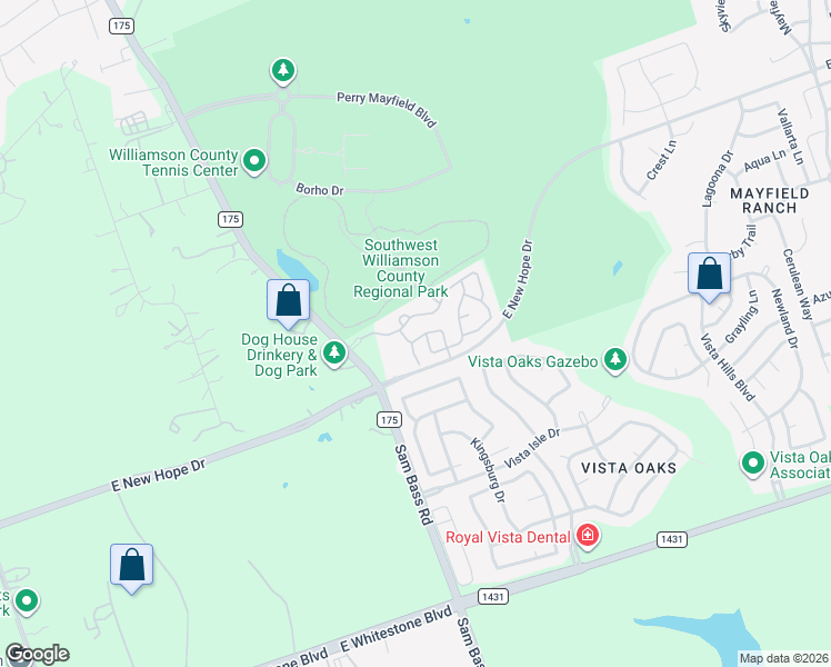 map of restaurants, bars, coffee shops, grocery stores, and more near 3941 Tavarez Street in Round Rock