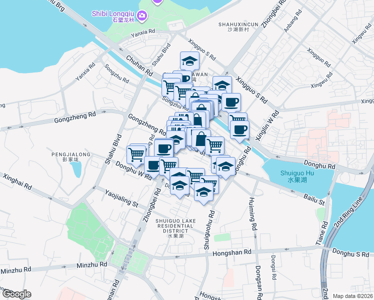 map of restaurants, bars, coffee shops, grocery stores, and more near Bai Lu Jie in Wu Han Shi