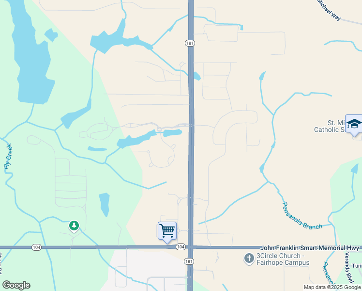map of restaurants, bars, coffee shops, grocery stores, and more near 101 Shallow Springs Cove in Fairhope