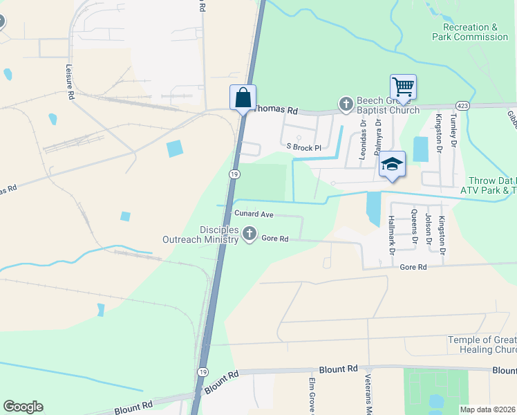 map of restaurants, bars, coffee shops, grocery stores, and more near 2053 Cunard Avenue in Baton Rouge