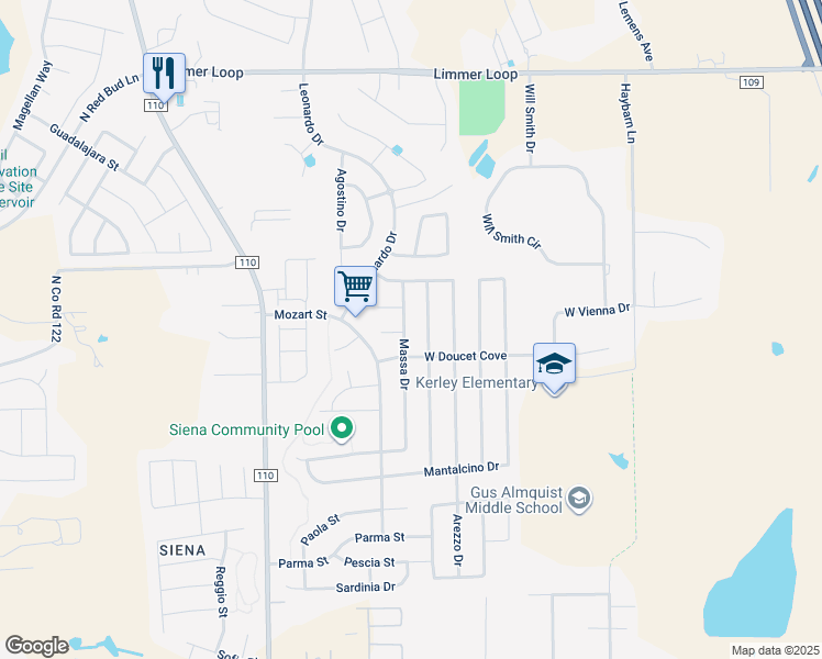 map of restaurants, bars, coffee shops, grocery stores, and more near 7941 Massa Drive in Round Rock