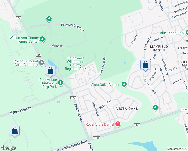 map of restaurants, bars, coffee shops, grocery stores, and more near 4740 Collins Street in Round Rock