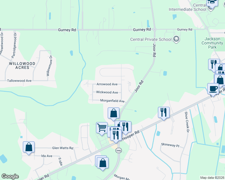 map of restaurants, bars, coffee shops, grocery stores, and more near 12215 Wickwood Avenue in Baton Rouge