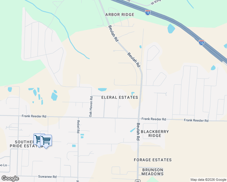 map of restaurants, bars, coffee shops, grocery stores, and more near 9945 Eleral Drive in Pensacola