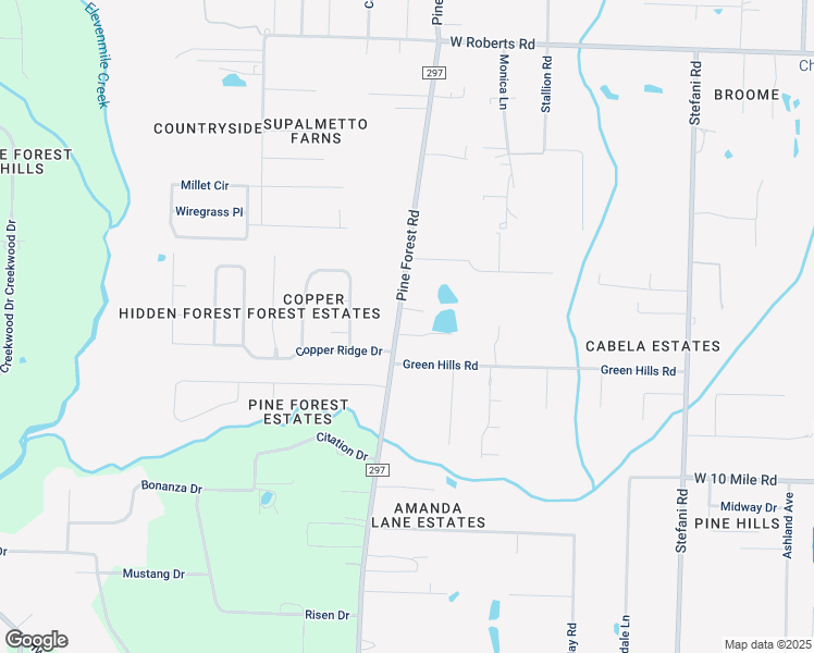 map of restaurants, bars, coffee shops, grocery stores, and more near 3160 Pine Forest Road in Cantonment
