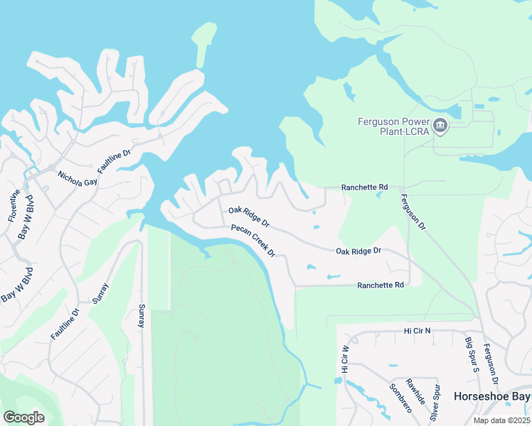 map of restaurants, bars, coffee shops, grocery stores, and more near 3133 Oak Ridge Drive in Horseshoe Bay