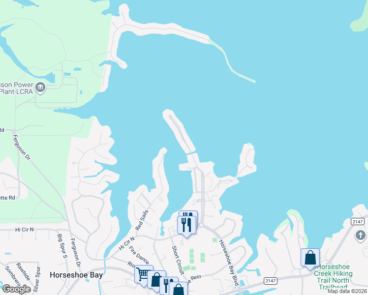 map of restaurants, bars, coffee shops, grocery stores, and more near 1100 The Cape Road in Horseshoe Bay