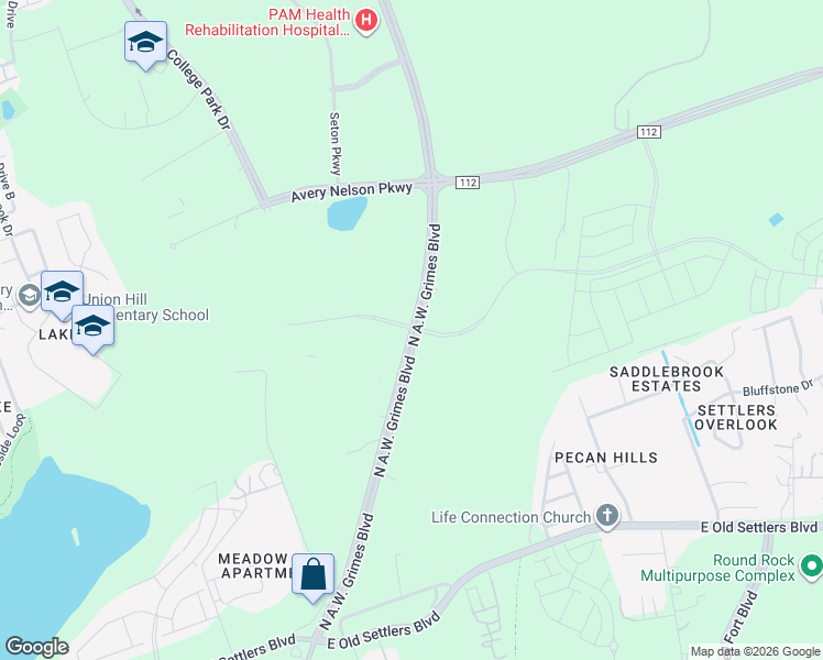 map of restaurants, bars, coffee shops, grocery stores, and more near 3746 North A.W. Grimes Boulevard in Round Rock
