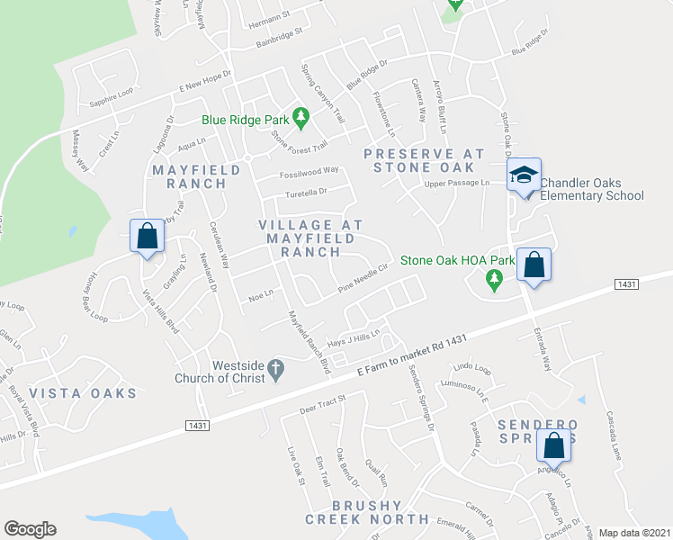 map of restaurants, bars, coffee shops, grocery stores, and more near 3517 Shellcastle Lane in Round Rock