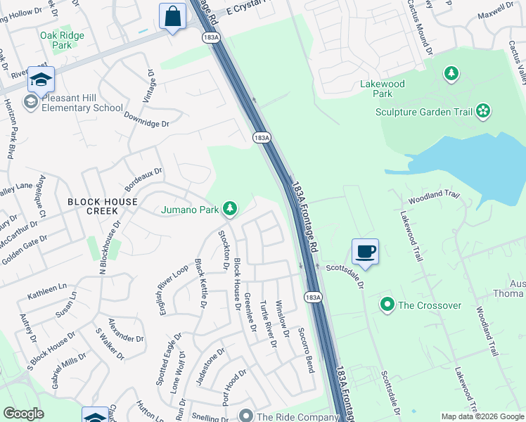 map of restaurants, bars, coffee shops, grocery stores, and more near 1507 Catalina Drive in Leander