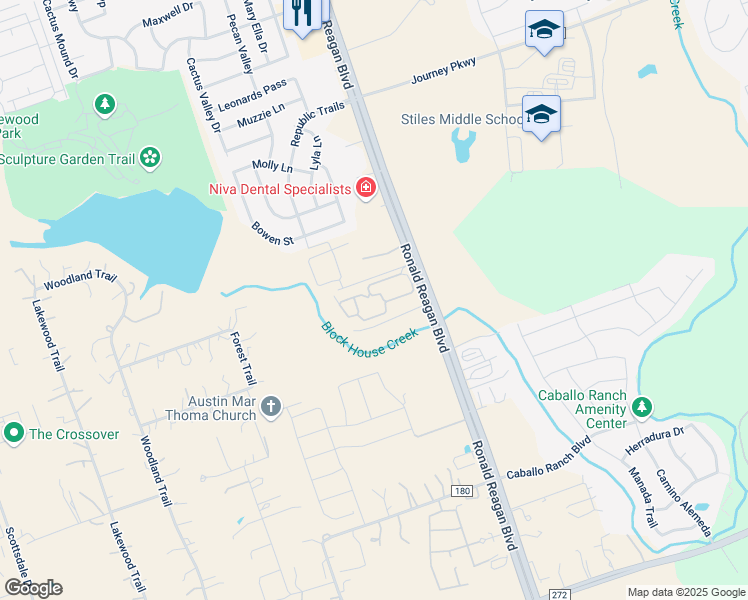 map of restaurants, bars, coffee shops, grocery stores, and more near 14751 Ronald W Reagan Boulevard in Leander