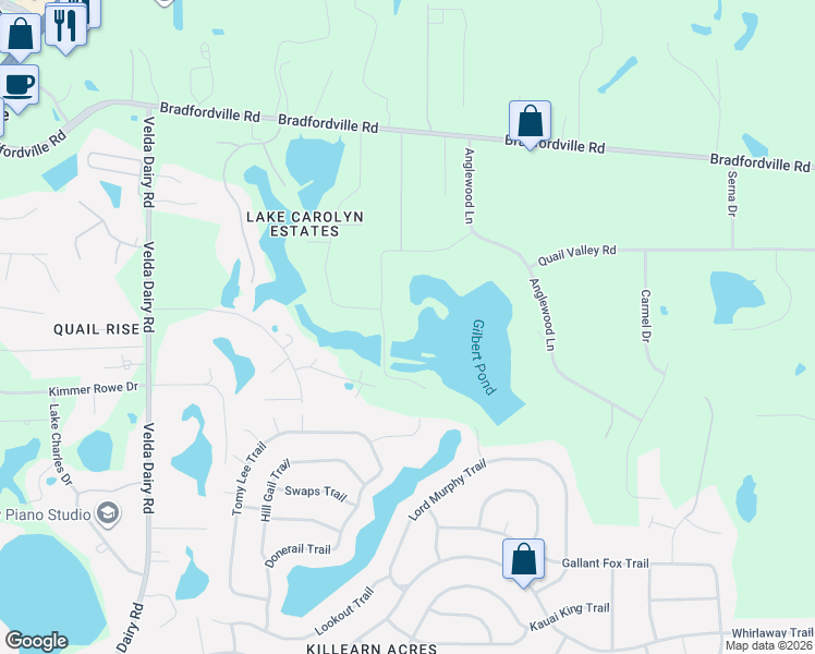 map of restaurants, bars, coffee shops, grocery stores, and more near 4315 Cripple Creek Drive in Tallahassee