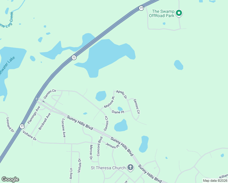 map of restaurants, bars, coffee shops, grocery stores, and more near 3831 Apollo Drive in Chipley
