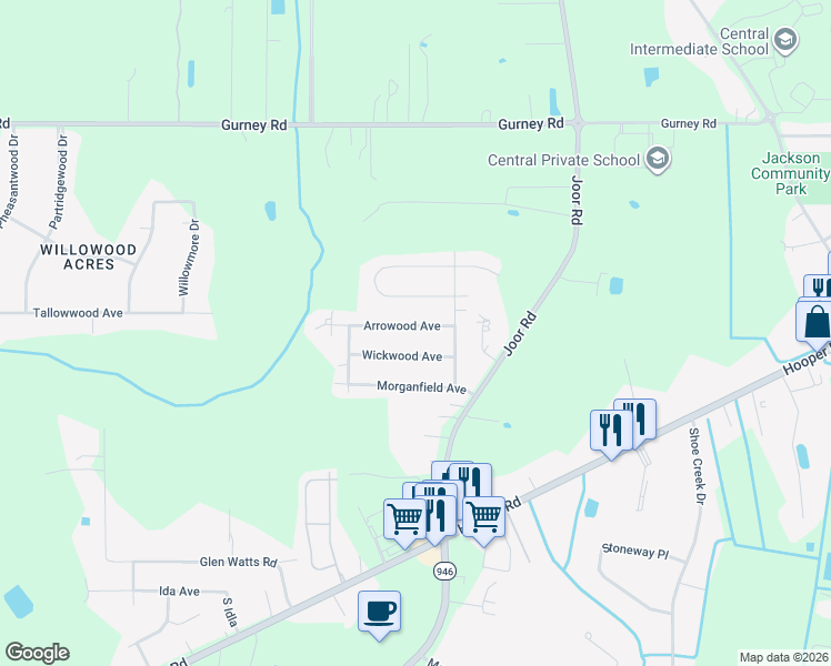 map of restaurants, bars, coffee shops, grocery stores, and more near 12215 Wickwood Avenue in Baton Rouge
