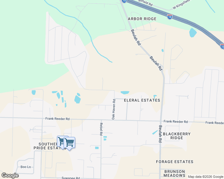 map of restaurants, bars, coffee shops, grocery stores, and more near 10011 Oak Haven Road in Pensacola