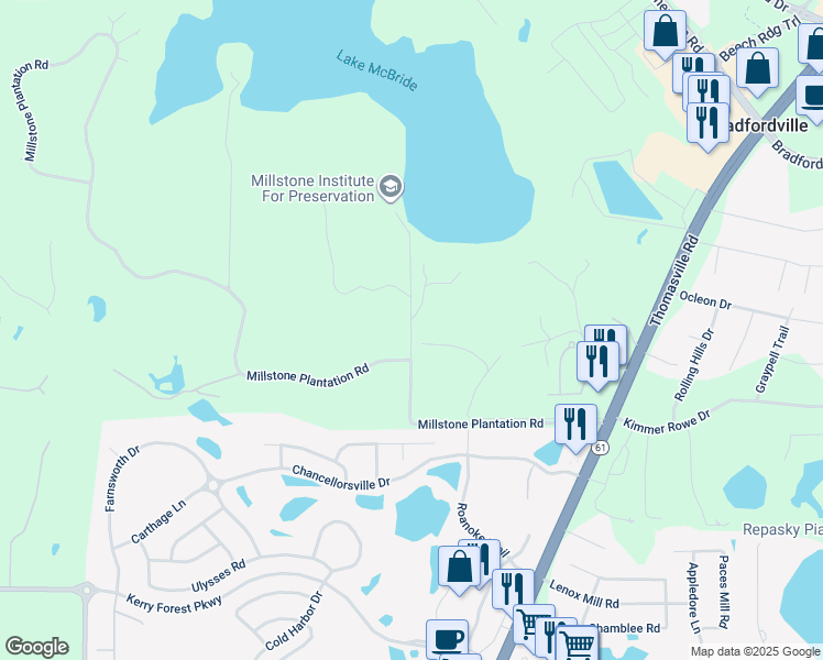 map of restaurants, bars, coffee shops, grocery stores, and more near 2896 Wateroak Plantation Road in Tallahassee