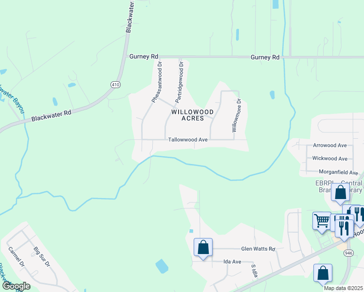 map of restaurants, bars, coffee shops, grocery stores, and more near 10506 Tallowwood Avenue in Baker