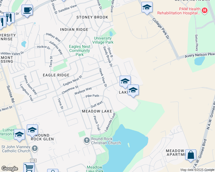 map of restaurants, bars, coffee shops, grocery stores, and more near 1303 Casa Blanca Cove in Round Rock