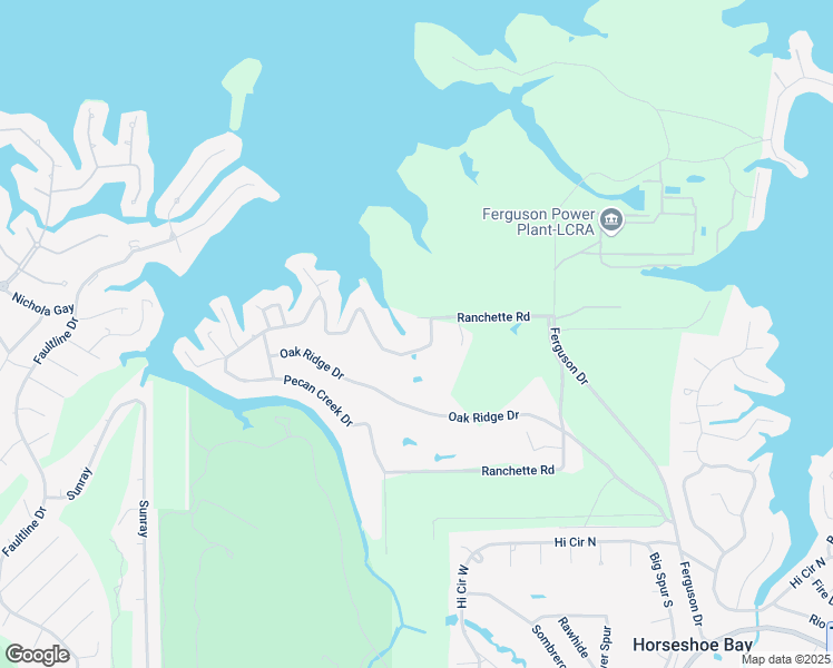 map of restaurants, bars, coffee shops, grocery stores, and more near 100 Pecan Creek Drive in Horseshoe Bay