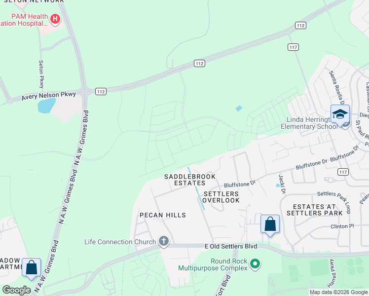 map of restaurants, bars, coffee shops, grocery stores, and more near 708 Skylers Circle in Round Rock