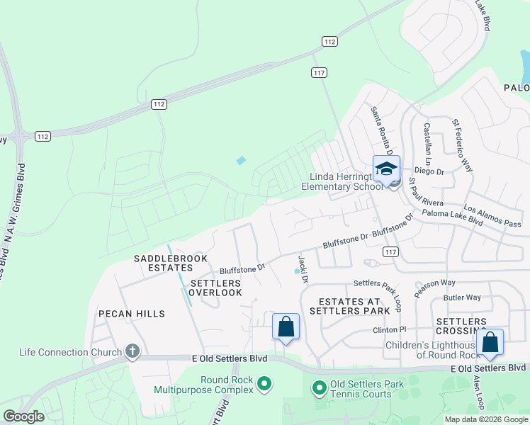 map of restaurants, bars, coffee shops, grocery stores, and more near 2864 Shadowpoint Cove in Round Rock