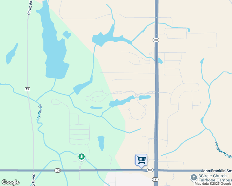map of restaurants, bars, coffee shops, grocery stores, and more near Falling Water Boulevard in Fairhope