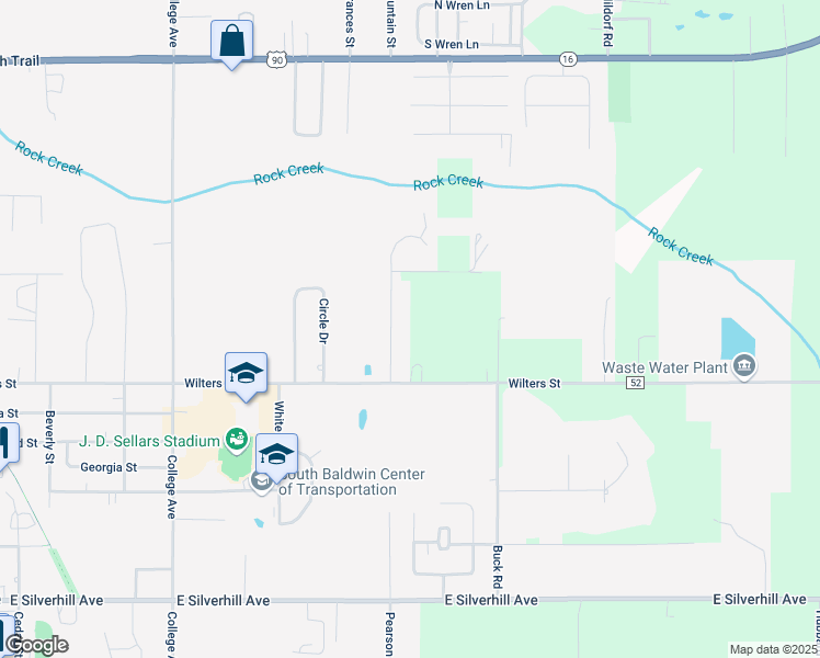 map of restaurants, bars, coffee shops, grocery stores, and more near 22606 Adams Drive in Robertsdale