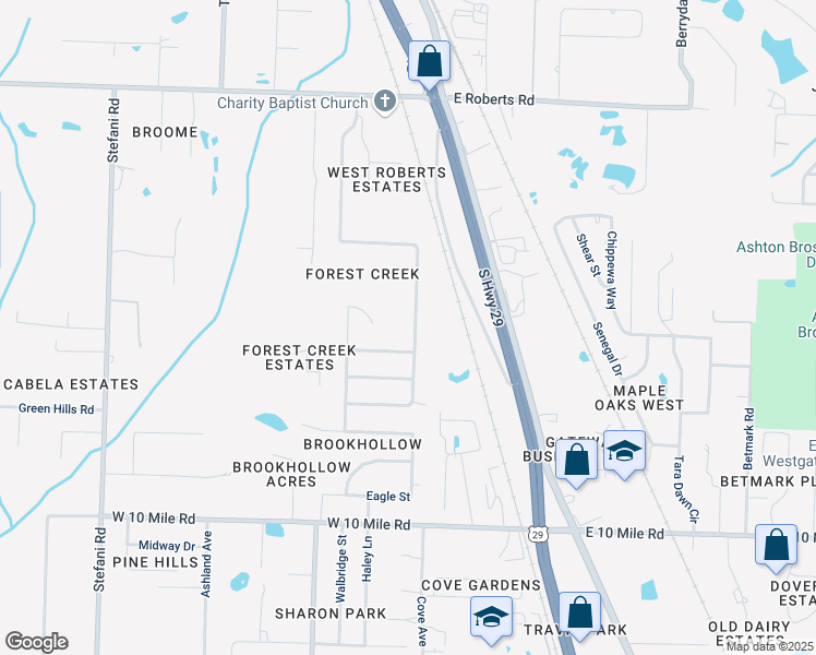 map of restaurants, bars, coffee shops, grocery stores, and more near 2659 Southern Oaks Drive in Cantonment