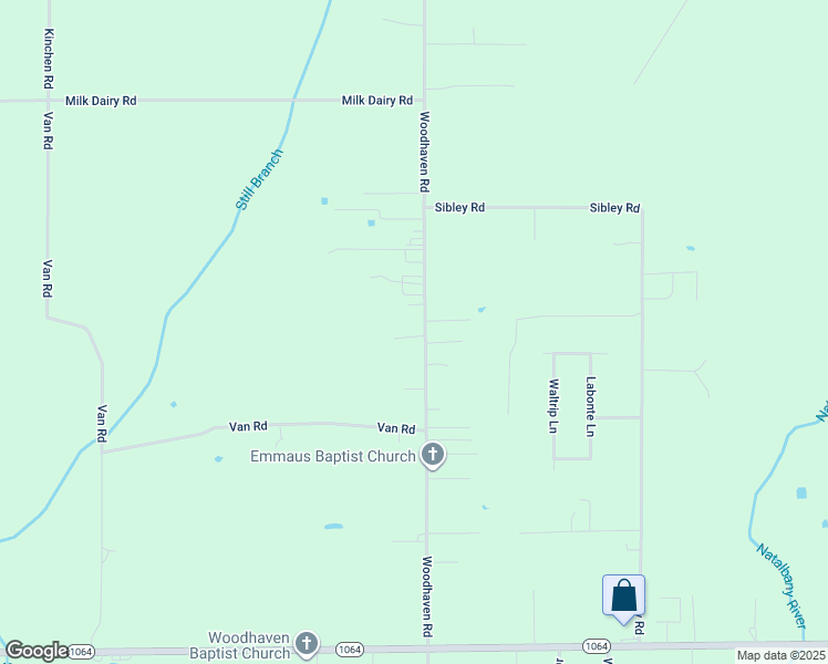 map of restaurants, bars, coffee shops, grocery stores, and more near 48351 Woodhaven Road in Tickfaw