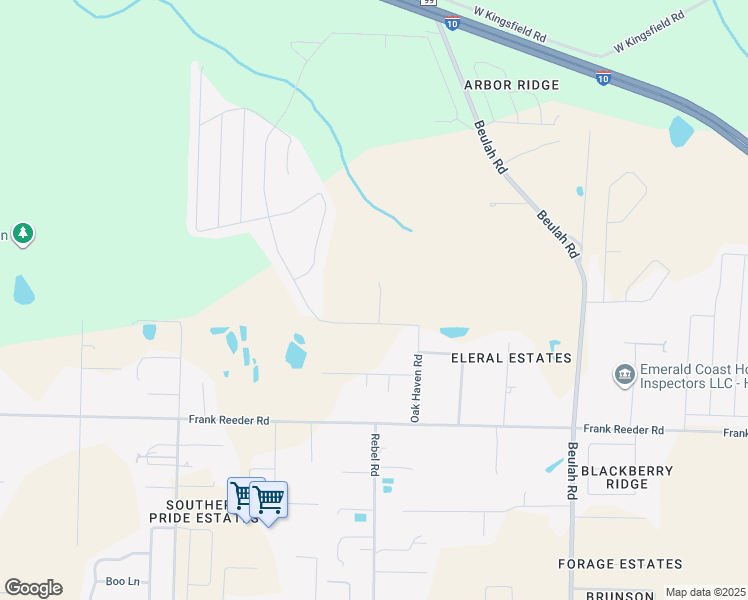 map of restaurants, bars, coffee shops, grocery stores, and more near 10031 Oak Haven Road in Pensacola