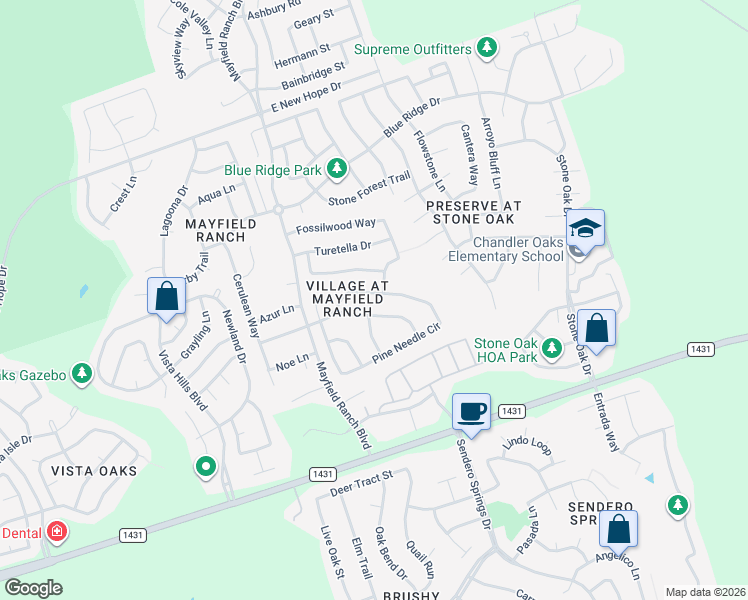 map of restaurants, bars, coffee shops, grocery stores, and more near 3709 Pine Needle Circle in Round Rock