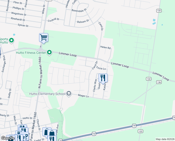map of restaurants, bars, coffee shops, grocery stores, and more near 102 Quarton Drive in Hutto