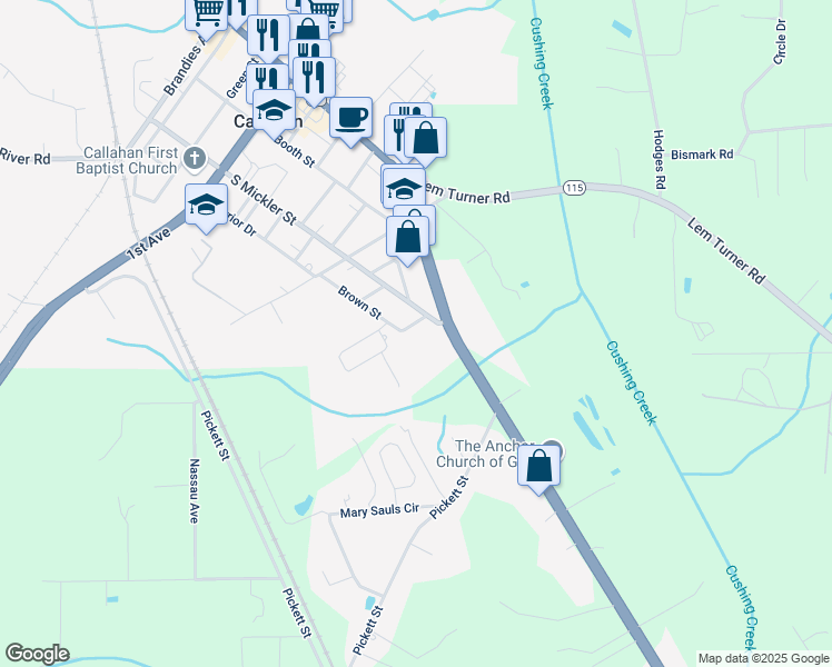 map of restaurants, bars, coffee shops, grocery stores, and more near 45036 Mahoney Street in Callahan