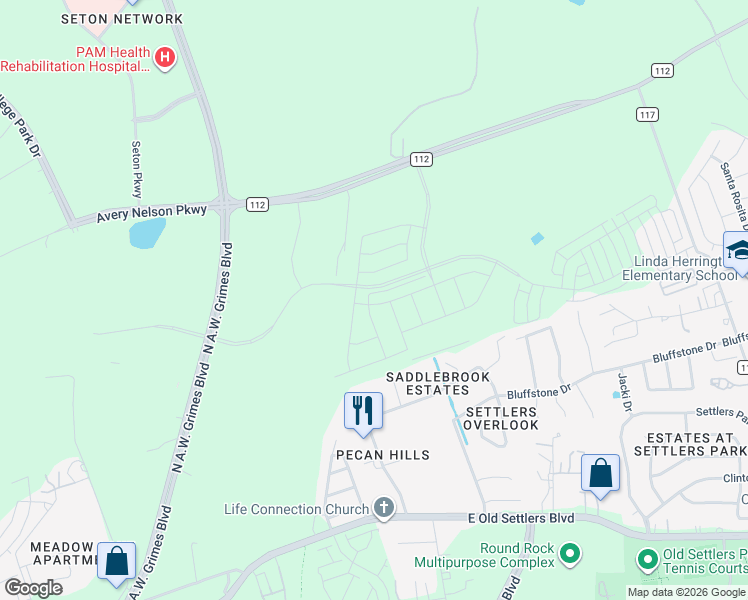 map of restaurants, bars, coffee shops, grocery stores, and more near 798 Ryders Ridge in Round Rock