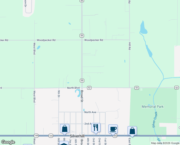 map of restaurants, bars, coffee shops, grocery stores, and more near Hoiles Avenue in Silverhill