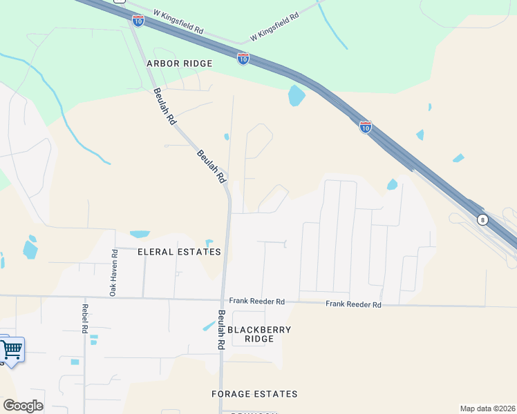 map of restaurants, bars, coffee shops, grocery stores, and more near 11700 Beulah Road in Pensacola