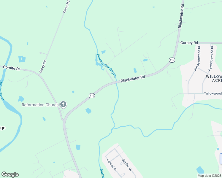 map of restaurants, bars, coffee shops, grocery stores, and more near 11424 Blackwater Road in Baker