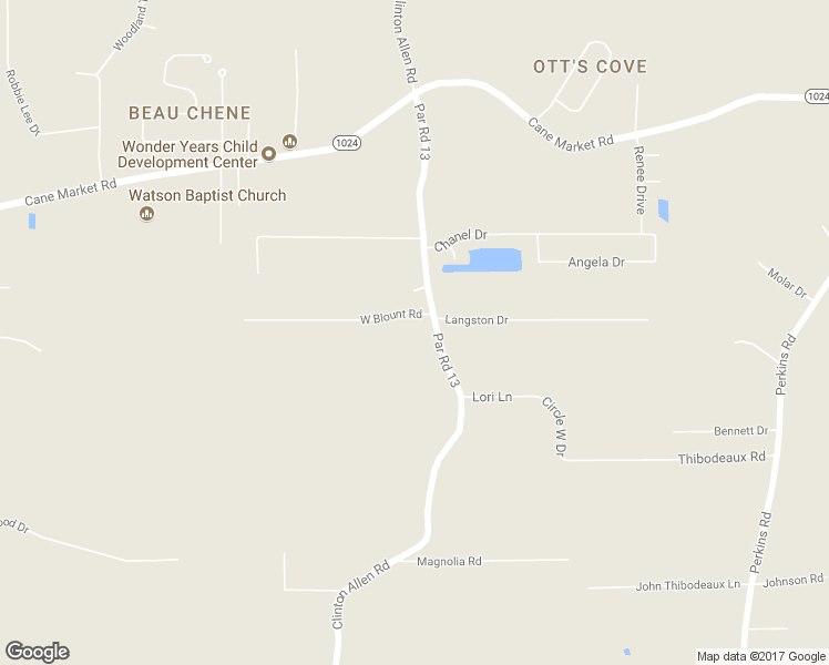 map of restaurants, bars, coffee shops, grocery stores, and more near 33585 Clinton Allen Road in Denham Springs