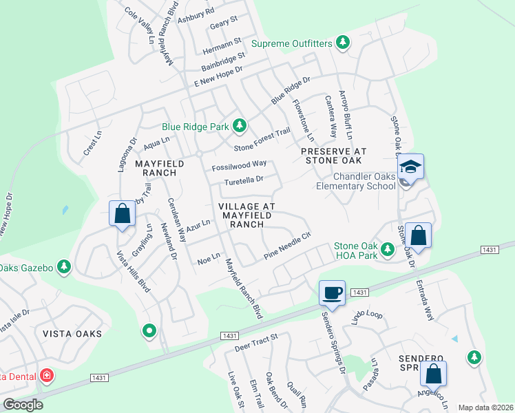 map of restaurants, bars, coffee shops, grocery stores, and more near 3720 Pine Needle Circle in Round Rock