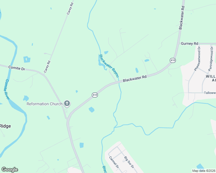 map of restaurants, bars, coffee shops, grocery stores, and more near 11424 Blackwater Road in Baker