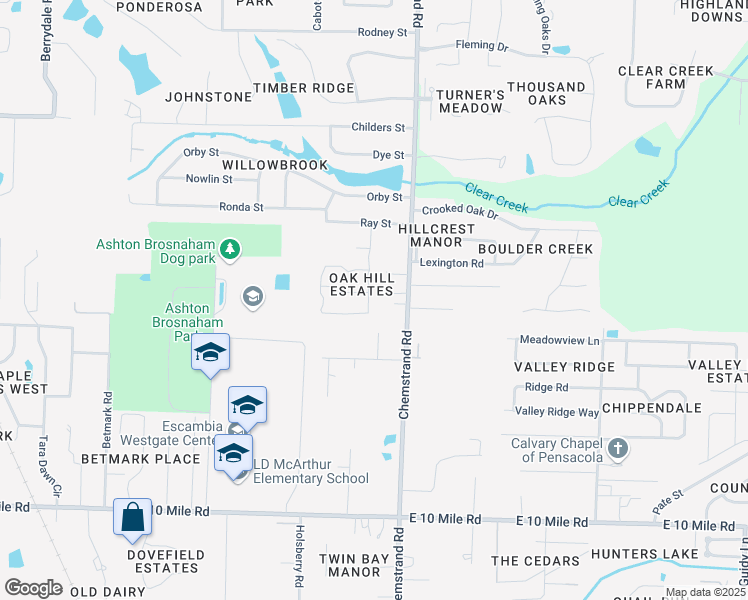 map of restaurants, bars, coffee shops, grocery stores, and more near 10926 Country Ostrich Drive in Pensacola
