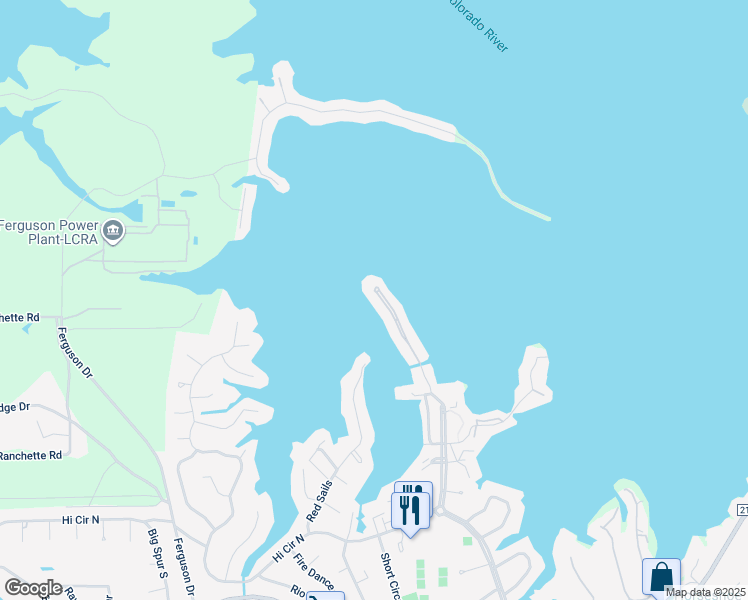 map of restaurants, bars, coffee shops, grocery stores, and more near 1224 The Cape in Horseshoe Bay