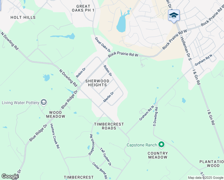map of restaurants, bars, coffee shops, grocery stores, and more near 4511 Forrest Lane in College Station