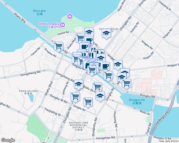 map of restaurants, bars, coffee shops, grocery stores, and more near 45 Han Jie in Wu Han Shi