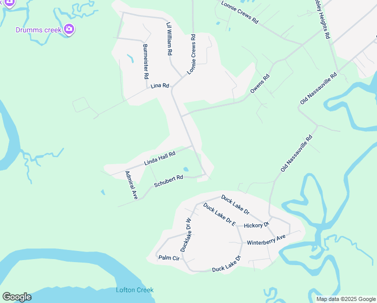 map of restaurants, bars, coffee shops, grocery stores, and more near 85468 Shubert Road North in Fernandina Beach